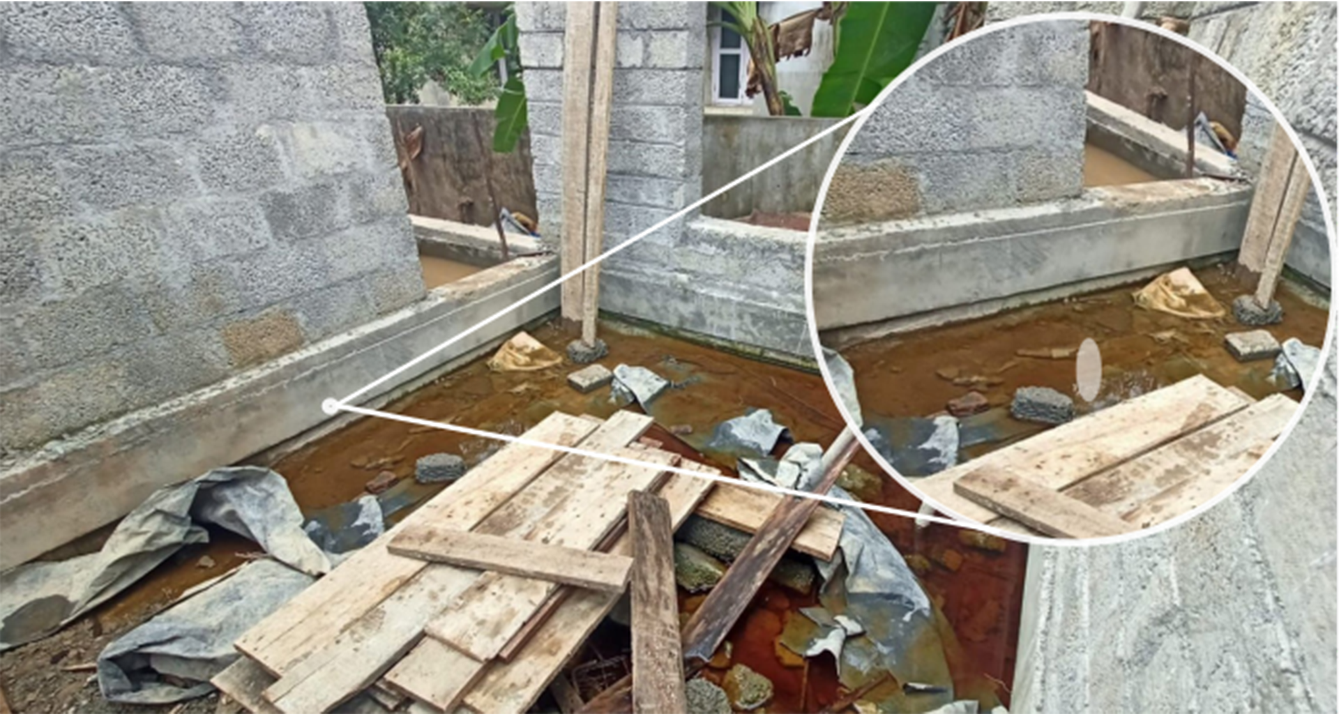 Water stagnation in Plinth beam inner area